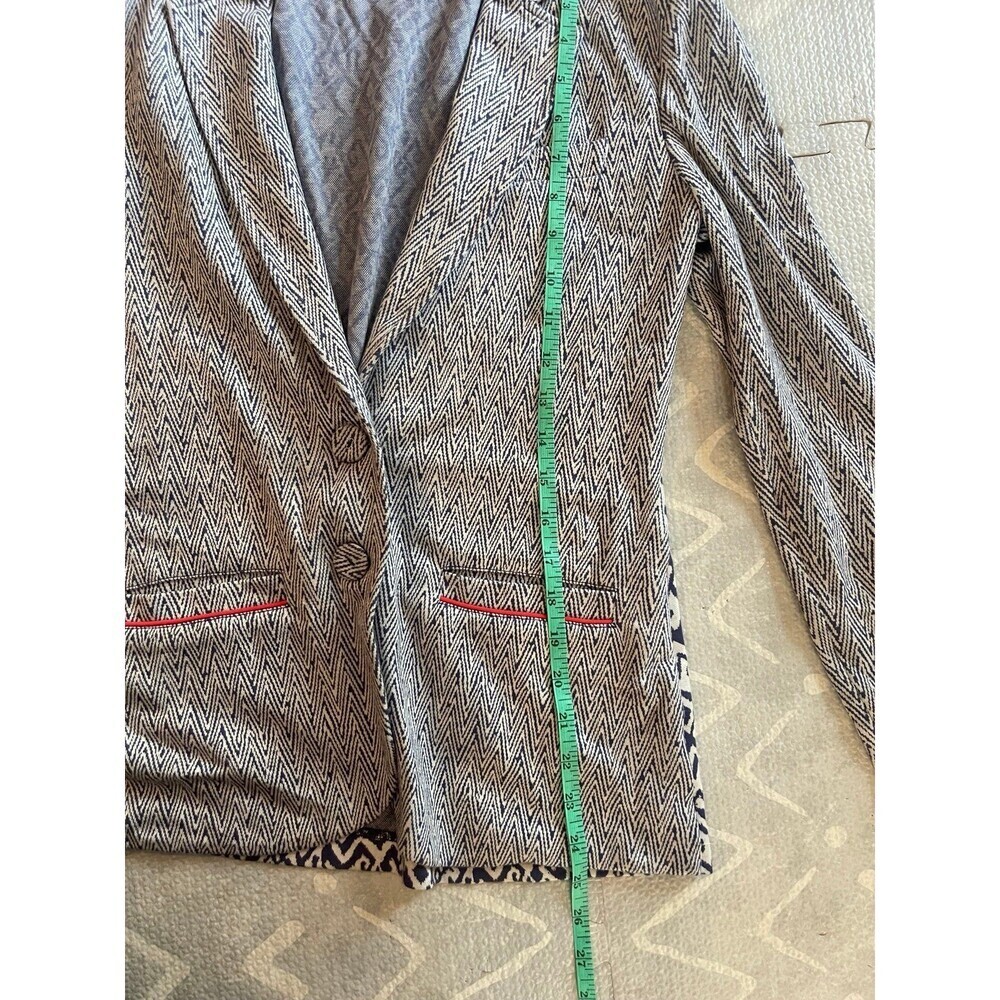 Tart Blithe Chevron Knit Blazer Blue & White Size Small - Picture 7 of 9